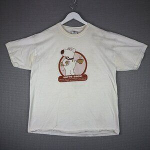 Family Guy Brian We're Back Humour Tee 2005 Yellow Stained Mens XL